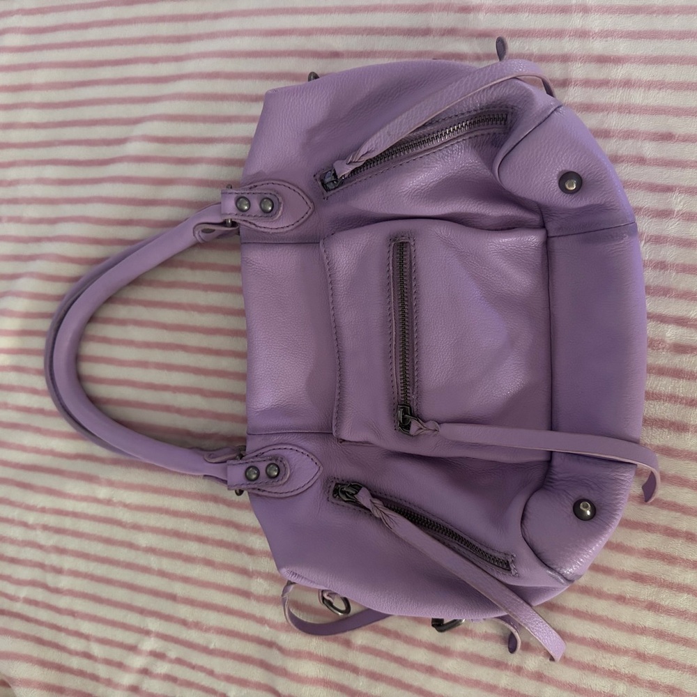 Lavender Leather Shoulder Bag - Stylish Women's Handbag